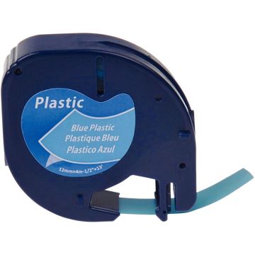 Recharge lettre plastique 12 mm x 4 m  noir sur bleu