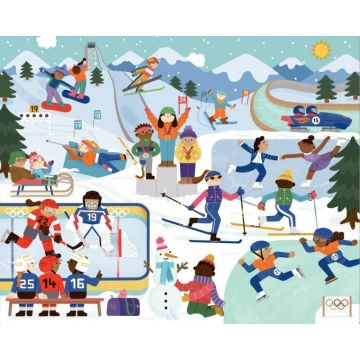 Puzzle à cadre 72 pièces en bois, les sports d'hiver