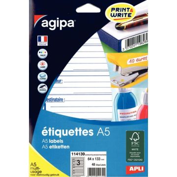 Boite de 48 étiquettes adhésives "expéditeur / destinataire" 133x64mm