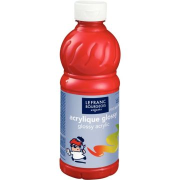 Flacon 500ml d'acrylique Glossy Lefranc Bourgeois, rouge vif