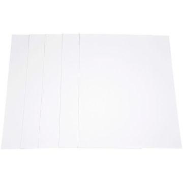 Paquet de 5 feuilles de carton épais, 2 côtés blancs, format 50 x 65 cm, 1005g