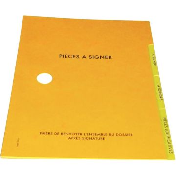 Carton de 25 parapheurs 3 compartiments, jaune