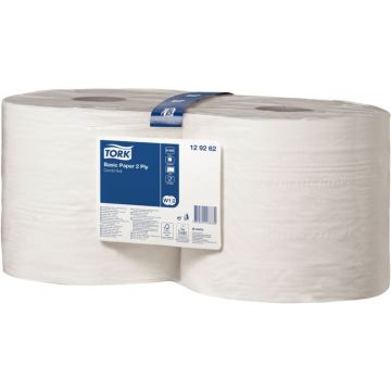 Lot de 2 bobines d'essuyage industriel 1000 feuilles blanches