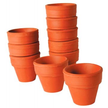 Lot de 10 pots en terre cuite, hauteur 4,5 cm
