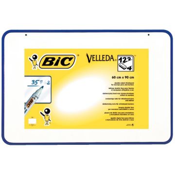 Tableau blanc double face unie, effaçable à sec, 60x90 cm, épaisseur 1,2cm