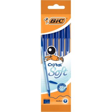 Blister de 5 stylos bille Soft bleu