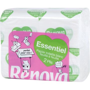 Carton de 40 paquets de 180 feuilles papier hygiènique feuille à feuille 2 plis