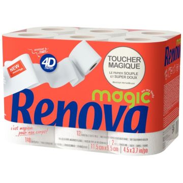 Lot de 12 rouleaux papier hygiènique Magic 2 plis
