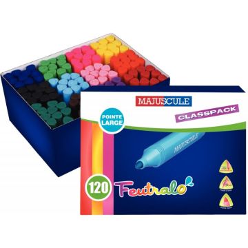 Classpack de 120 feutres triangulaires Majuscule assortis