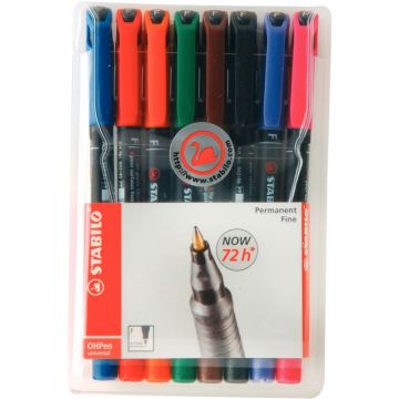 Pochette de 8 feutres OhPen permanent 0,7mm assortis