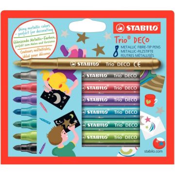 Boîte de 8 feutres Trio Déco XL métal