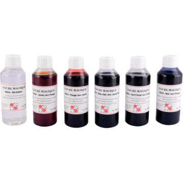 Lot de 5 Flacons 250 ml d'encres magiques + 1 Flacon révélateur