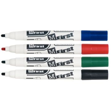 Pochette de 4 marqueurs tableaux blancs MFirst pointe ogive assortis
