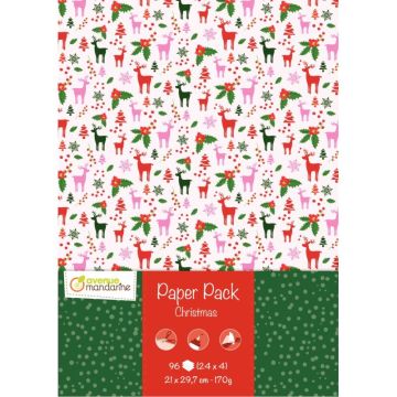 Paquet de 96 feuilles de papier motifs Noël 170 grammes format 21 x 29,7 cm