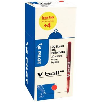 Pack de 20 rollers V-Ball 0,5mm rouges dont 4 gratuits