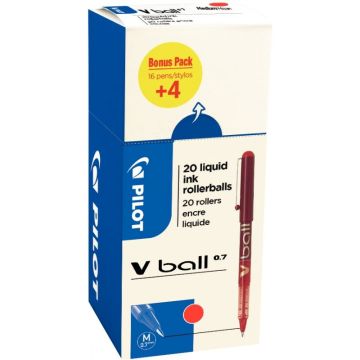 Pack de 20 rollers V-Ball 0,7mm rouges dont 4 offerts