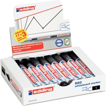 Pack de 20 marqueurs tableaux blancs E660 noirs dont 3 gratuits