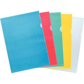 Boîte de 100 pochettes coin en polypropylène 12/100ème, coloris assortis