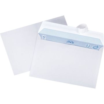 Boite de 500 enveloppes blanches 114x162mm 80g bande silliconée