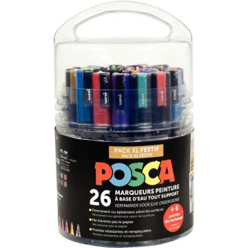 Seau de 26 marqueurs Posca Festif dont 6 offerts