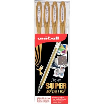 Pochette de 4 stylos gel Signo or