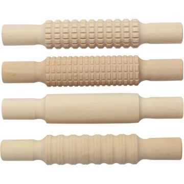 Lot de 4 rouleaux en bois à empreinte