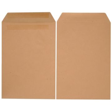 Boite de 250 pochettes kraft 260x330mm 90g bande siliconée