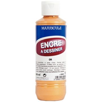 Flacon de 250 ml d’encre à dessiner coloris or