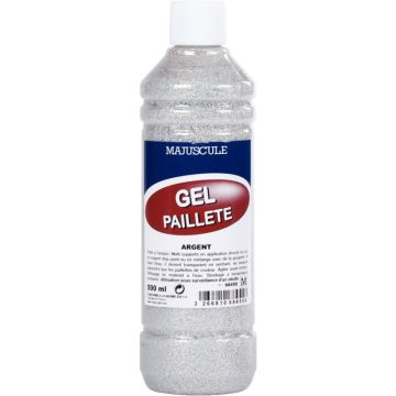 Flacon 500 ml de gel de paillettes MAJUSCULE, argent