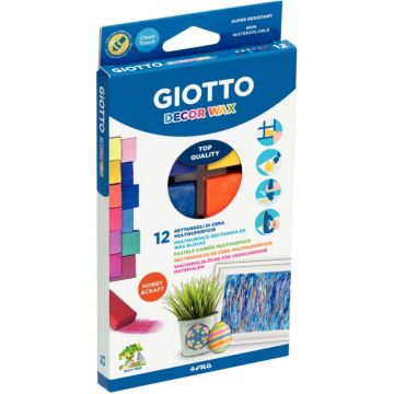 Étui de 12 craies cire rectangulaire assorties