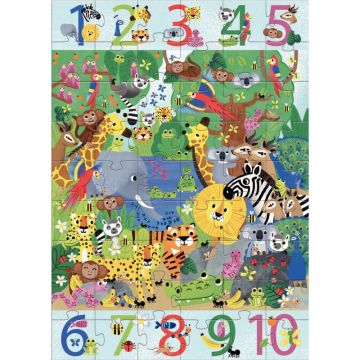 Puzzle géant 54 pièces, la jungle de 1 à 10