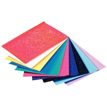Pochette de 10 feuilles de papier pailleté 23 x 33 cm, 70g  10 coloris assortis