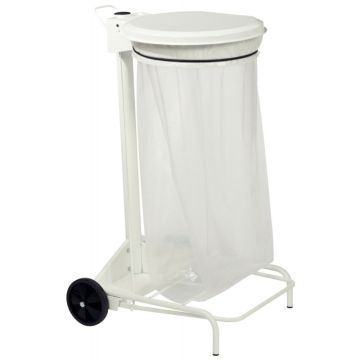 Support sacs poubelle 110L avec pédale blanc