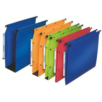 Paquet de 10 dossiers suspendus en polypropylène opaque 5/10ème pour armoire, dos 80 mm, bleu