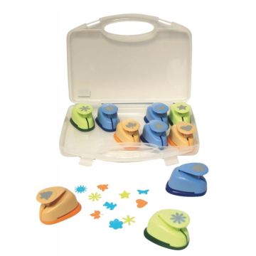 Valisette de 10 perforateurs déco grand modèle assortis dont 1 gratuit