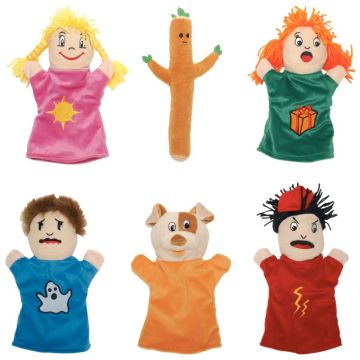 Valisette de 6 marionnettes, les émotions