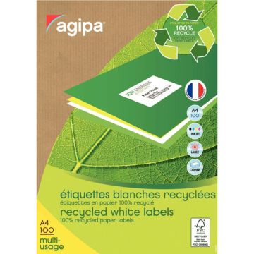 Boîte de 1400 étiquettes multi-usages blanches recyclées 99,1x38,1mm