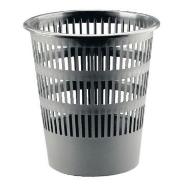 Corbeille à papier en plastique recyclé ajourée 16L grise