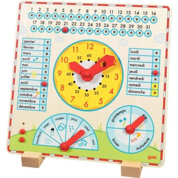 Calendrier horloge en bois
