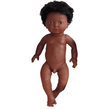 Poupée garçon africain avec cheveux 42 cm