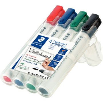Pochette de 4 marqueurs tableaux blancs Lumocolor assortis
