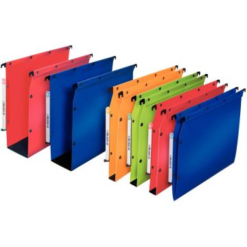 Paquet de 10 dossiers suspendus en polypropylène opaque 5/10ème pour armoire, dos 50 mm, rouge