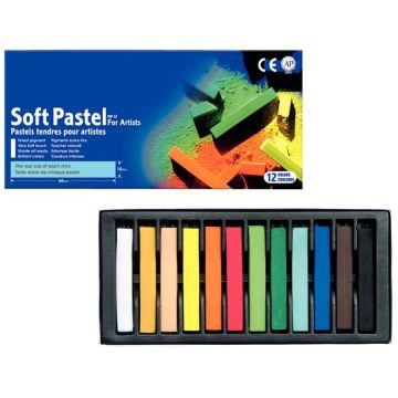 Boîte de 12 pastels sec carré assorties