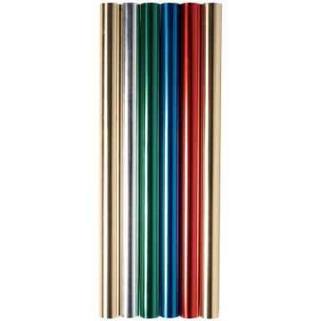 Boite de 6 rouleaux de feuilles aluminium double face 90 g/m², 5m x 0,50 couleurs assorties