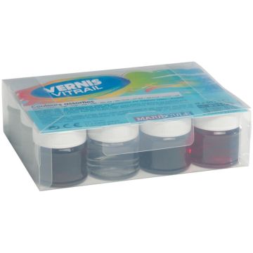 Coffret de 12 pots 50 ml de vernis vitrail à l'eau biodégradable