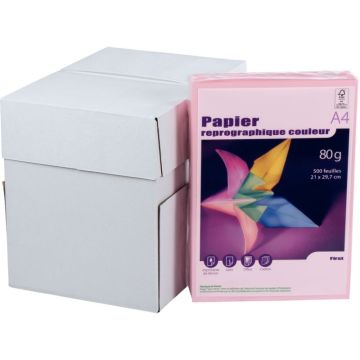Carton de 5 ramettes de 500 feuilles format A4 80g rose FIRST