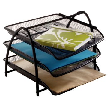 Lot de 3 corbeilles à courrier MESH en métal noires