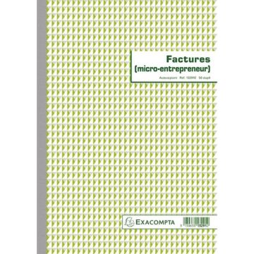 Manifold Facture micro-entrepreneur format 21x29.7cm 50 duplicatas autocopiants