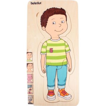 Puzzle en bois multi-niveaux sur le thème du corps du garçon