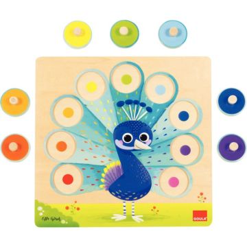 Encastrement à boutons 9 pièces, le paon en couleurs